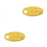 DQ Metalen bedel tag "Handmade" 11x5mm Goud